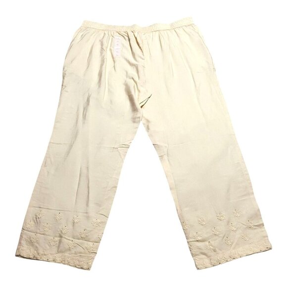 Folksong Lucknow Chikan Craft Tussar Silk Viscose Straight Pants XL NEW- Artisan - Picture 10 of 11